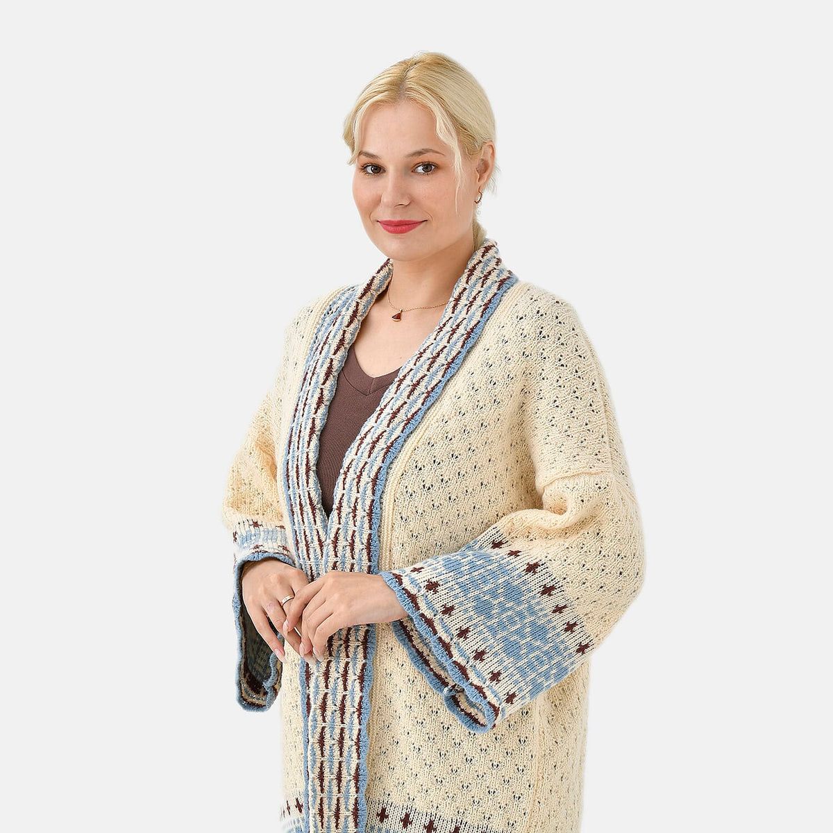 Tamsy Bohemian Style Woven Womens Cardigan - Beige 7859678 10