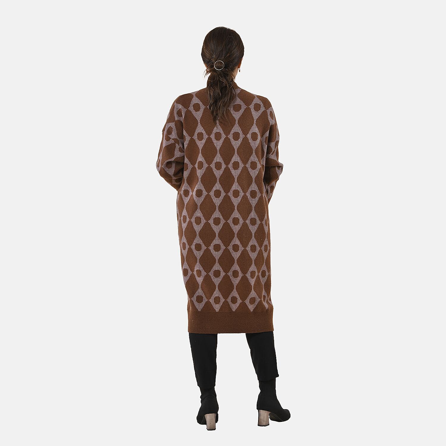Tamsy Sweater Cardigan - Dark Coffee and Khaki 8727788 1