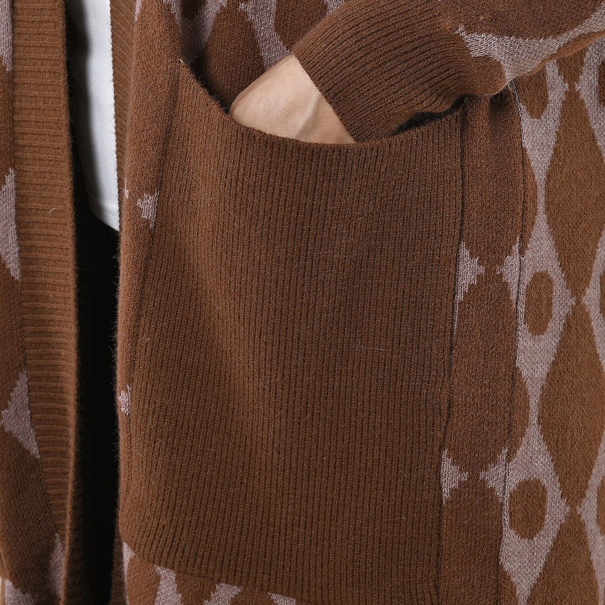 Tamsy Sweater Cardigan - Dark Coffee and Khaki 8727788 4