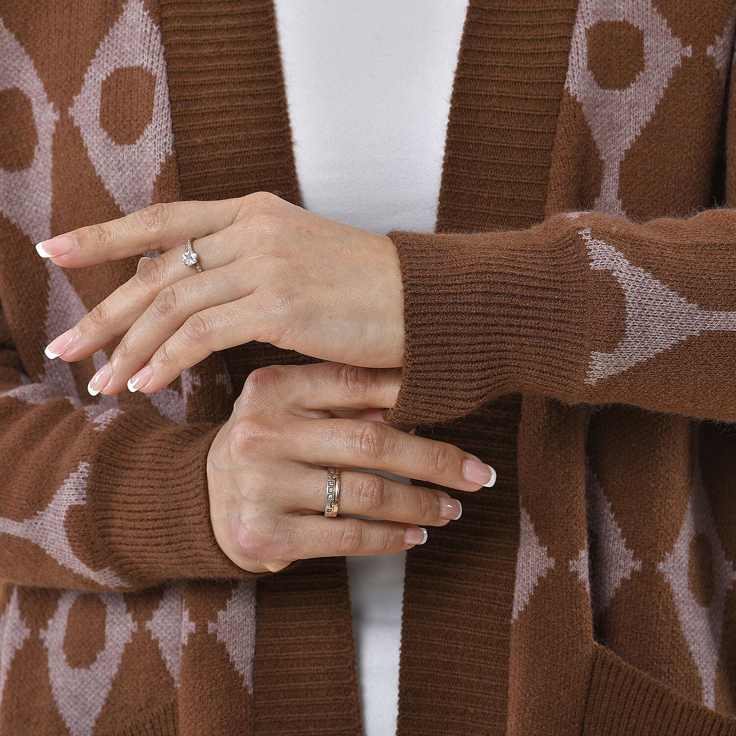 Tamsy Sweater Cardigan - Dark Coffee and Khaki 8727788 5