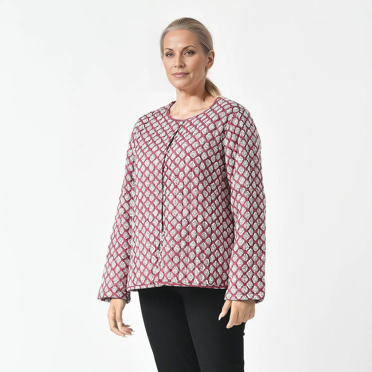 LA-MAREY Pure Cotton Block Print Quilted Jacket 7748053 3
