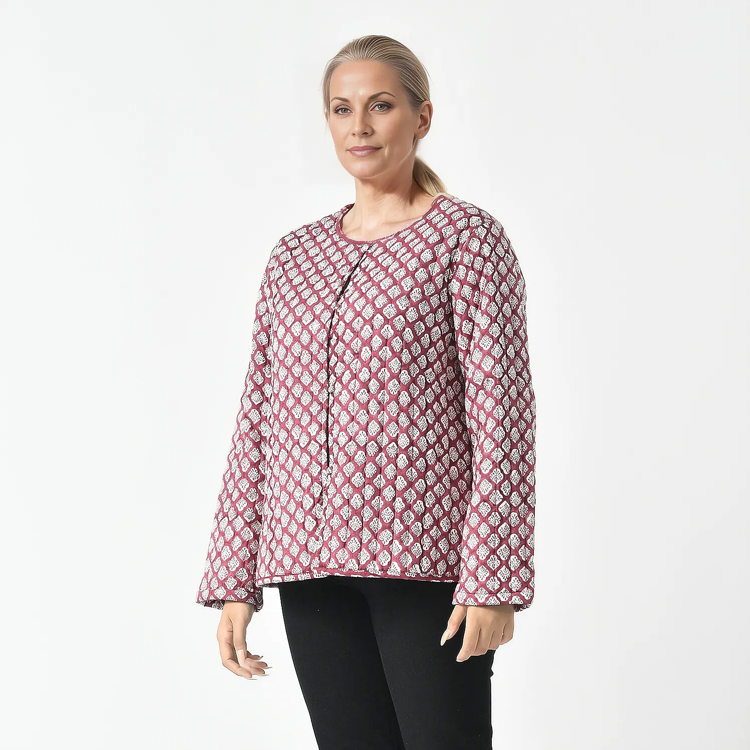 LA-MAREY Pure Cotton Block Print Quilted Jacket 7748053 3