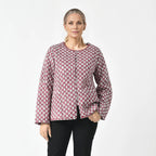 LA-MAREY pure cotton block print Jacket (Size S - 8 to 10) - Burgundy & White
