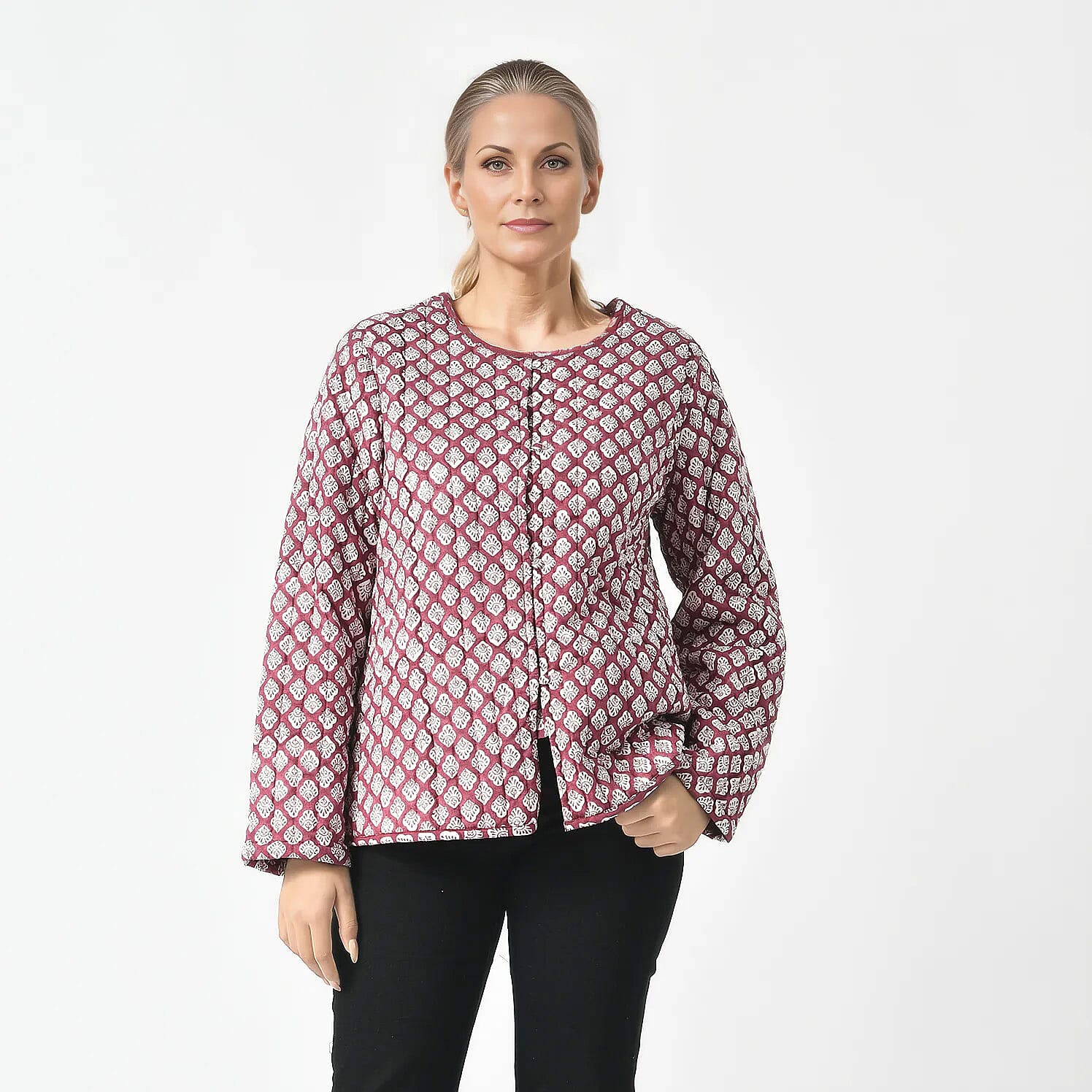 LA-MAREY Pure Cotton Block Print Quilted Jacket 7748053 4