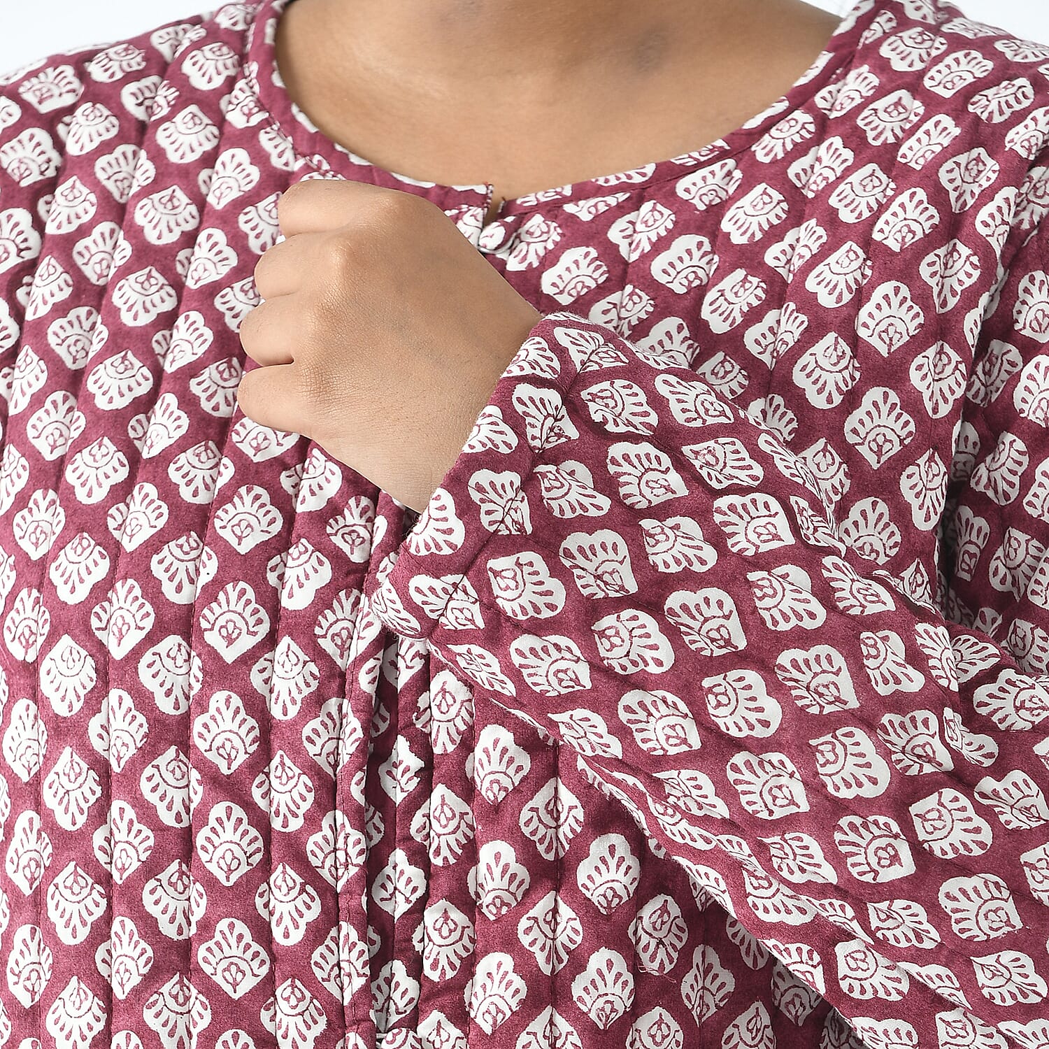 LA-MAREY Pure Cotton Block Print Quilted Jacket 7748053 5