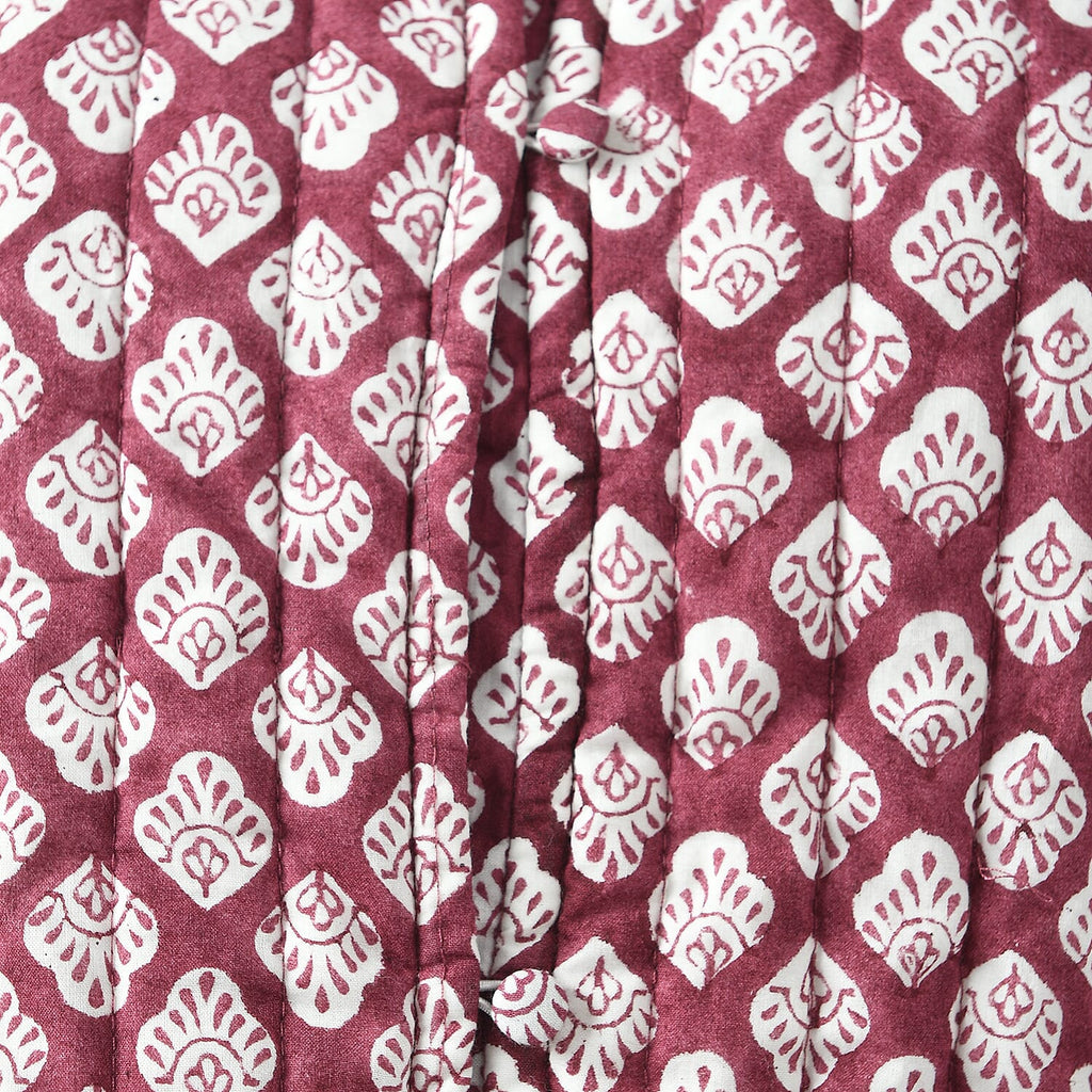 LA-MAREY pure cotton block print Jacket (Size S - 8 to 10) - Burgundy & White