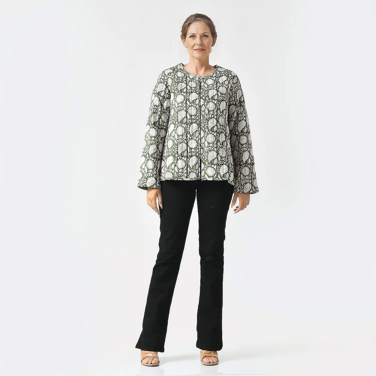 LA-MAREY Pure Cotton Block Print Quilted Jacket 7748002 0