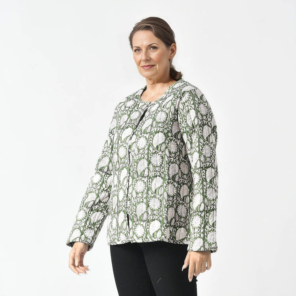 LA-MAREY Pure Cotton Block Print Quilted Jacket 7748002 3