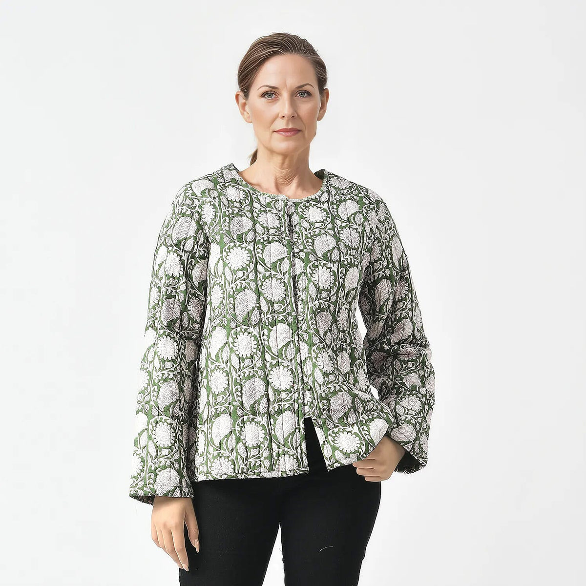 LA-MAREY Pure Cotton Block Print Quilted Jacket 7748002 4