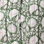 LA-MAREY Pure Cotton Block Print Quilted Jacket (Size L - 16 to 18) - Green & White