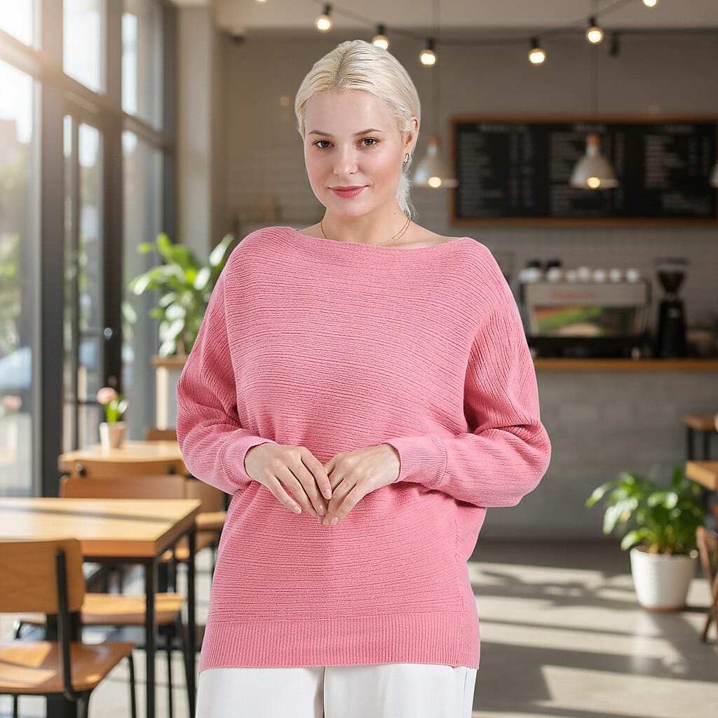 Tamsy Cotton Boat Neck Jumper (Size Up to 20) - Pink 7976397 2