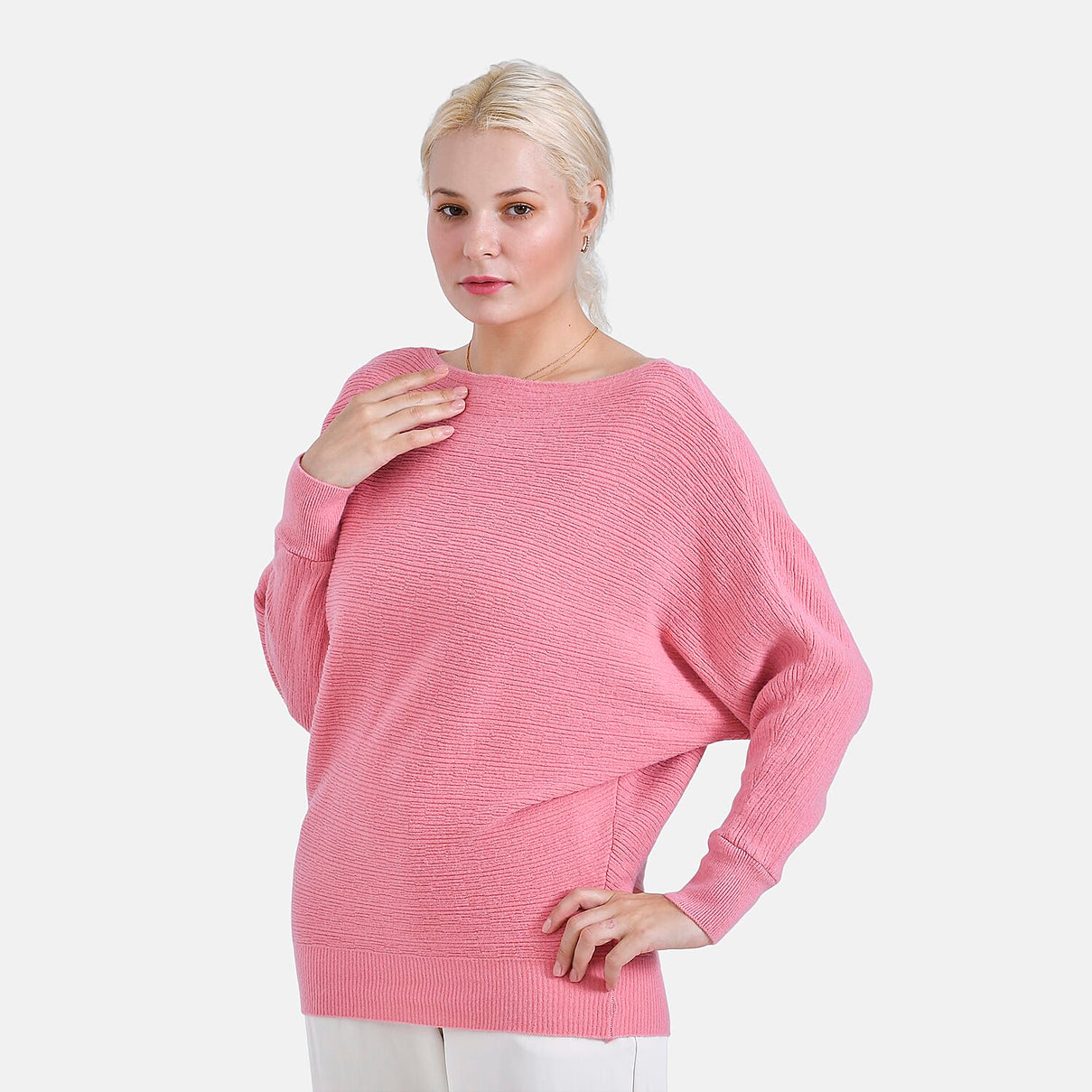Tamsy Cotton Boat Neck Jumper (Size Up to 20) - Pink 7976397 5
