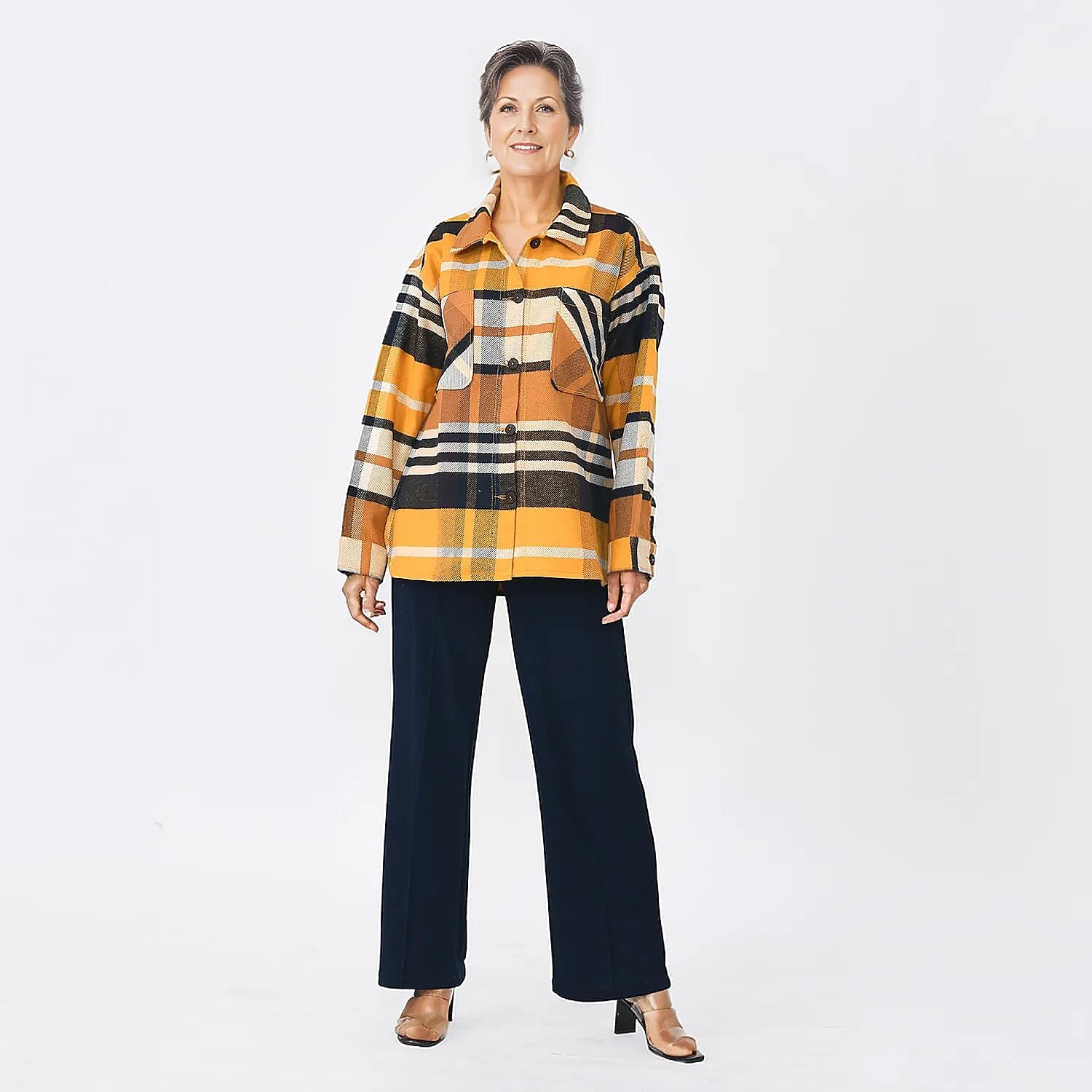 Tamsy Women's 100% Cotton Checkered Shacket with Pockets 7656995 0