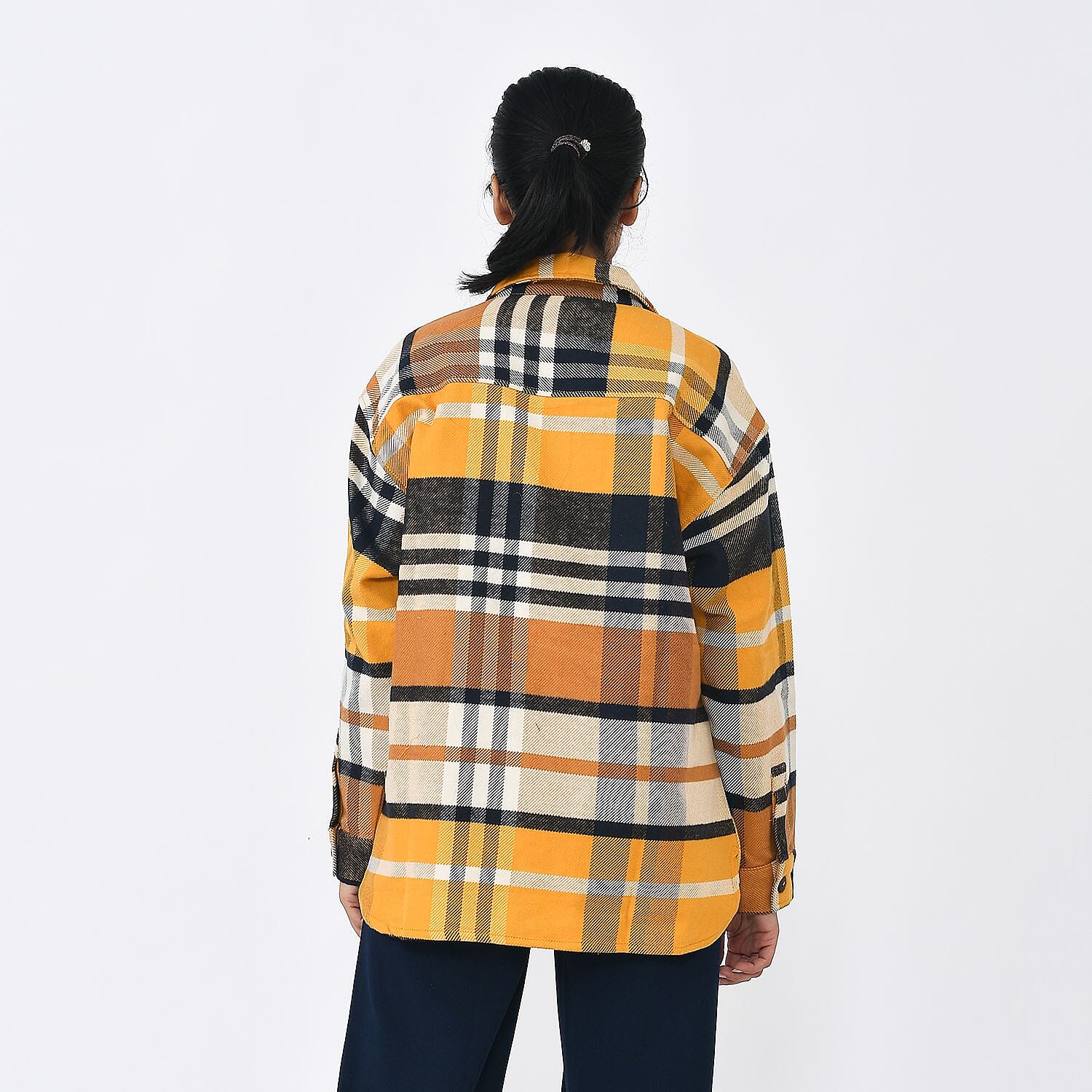 Tamsy Women's 100% Cotton Checkered Shacket with Pockets 7656995 1