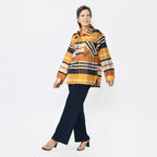 Tamsy 100% Cotton Checker Shacket With Two Pockets (Size L) - Brown - Black