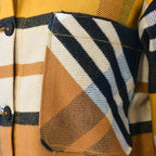 Tamsy 100% Cotton Checker Shacket With Two Pockets (Size L) - Brown - Black
