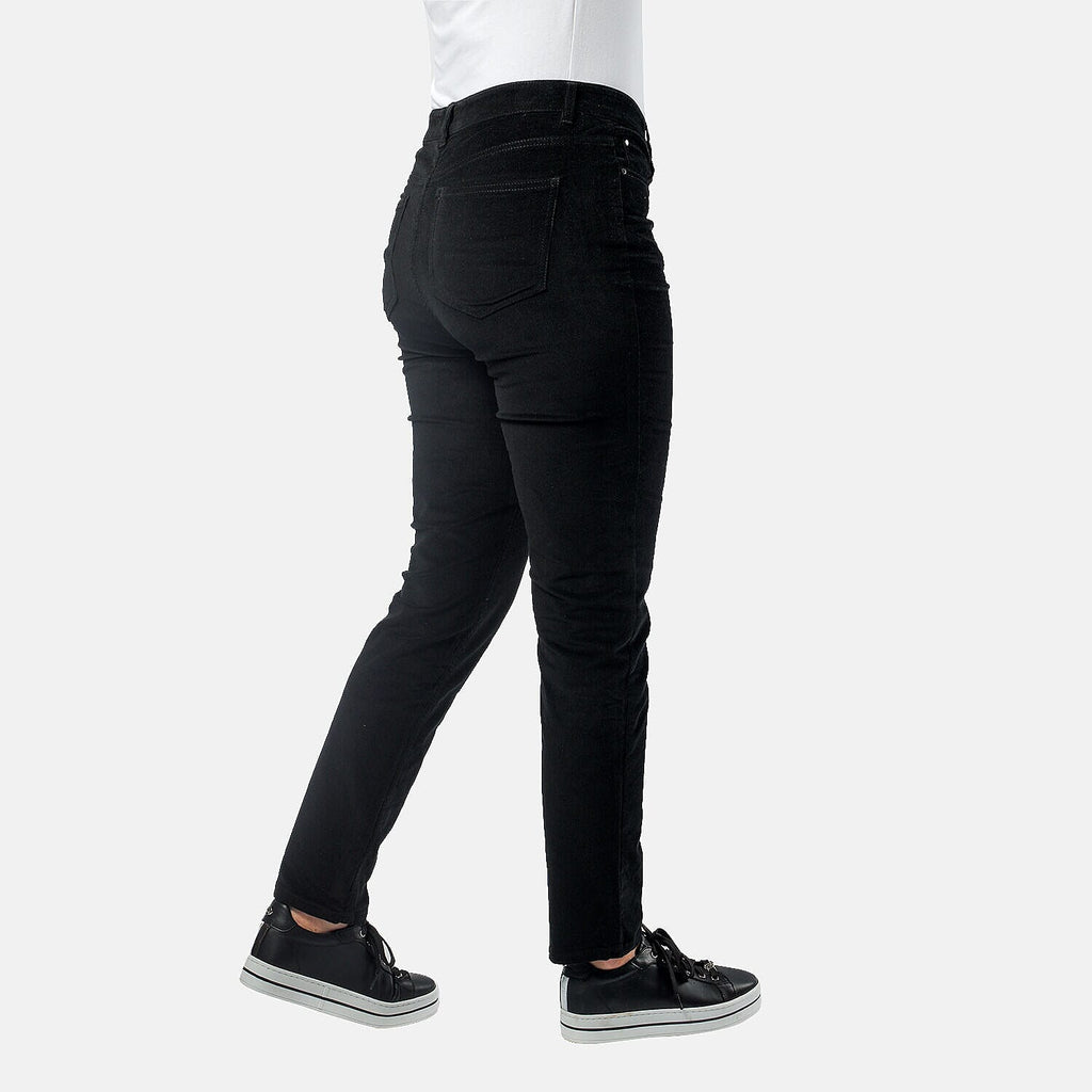Tamsy Cotton Straight Leg Cord Trouser (Size 22 R) - Black