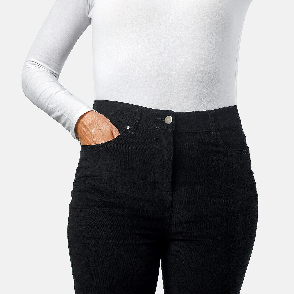 TAMSY Cotton Straight Leg Cord Trouser  - Black 8858386 5