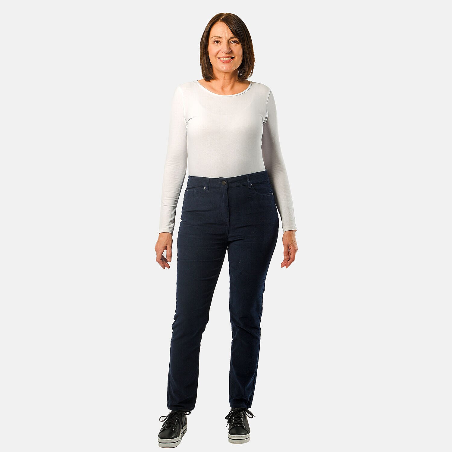 TAMSY Cotton Straight Leg Cord Trouser  - Navy 8858355 0