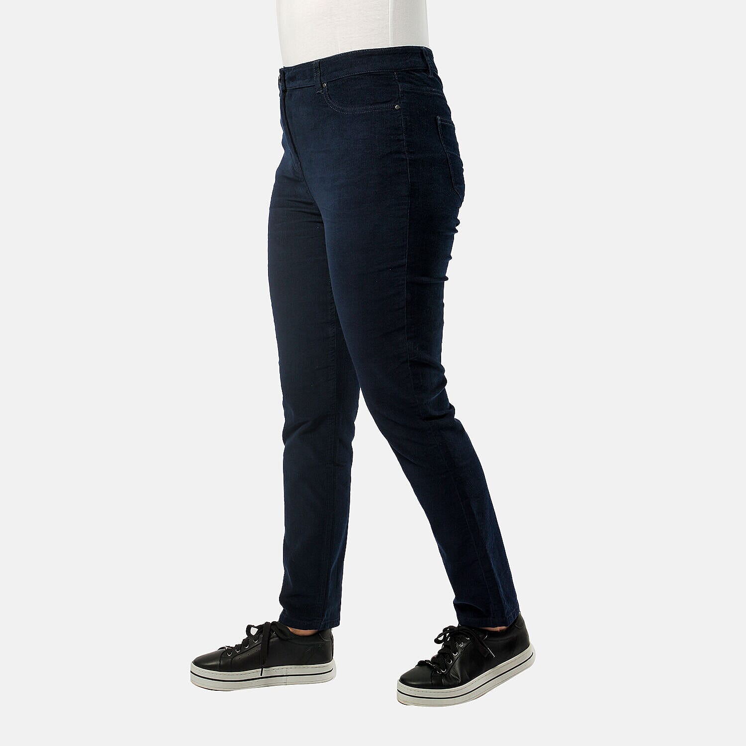 TAMSY Cotton Straight Leg Cord Trouser  - Navy 8858355 2