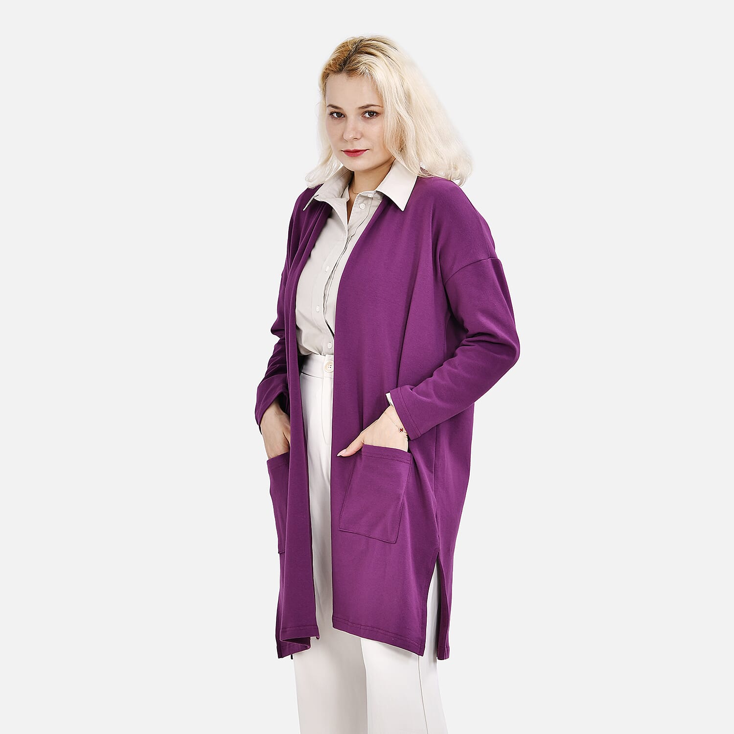 Tamsy Cotton Blend Solid Cardigan 7724283 3