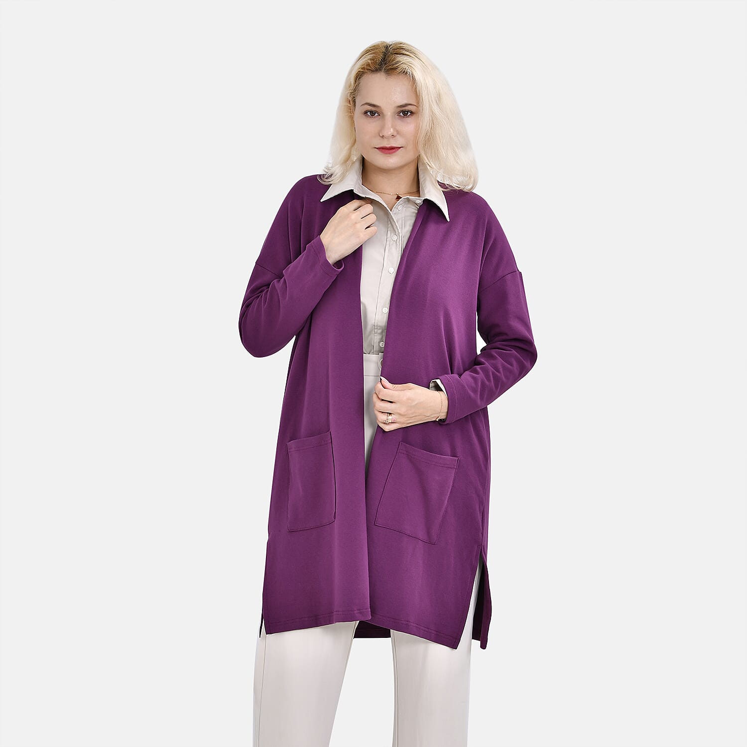 Tamsy Cotton Blend Solid Cardigan 7724283 4