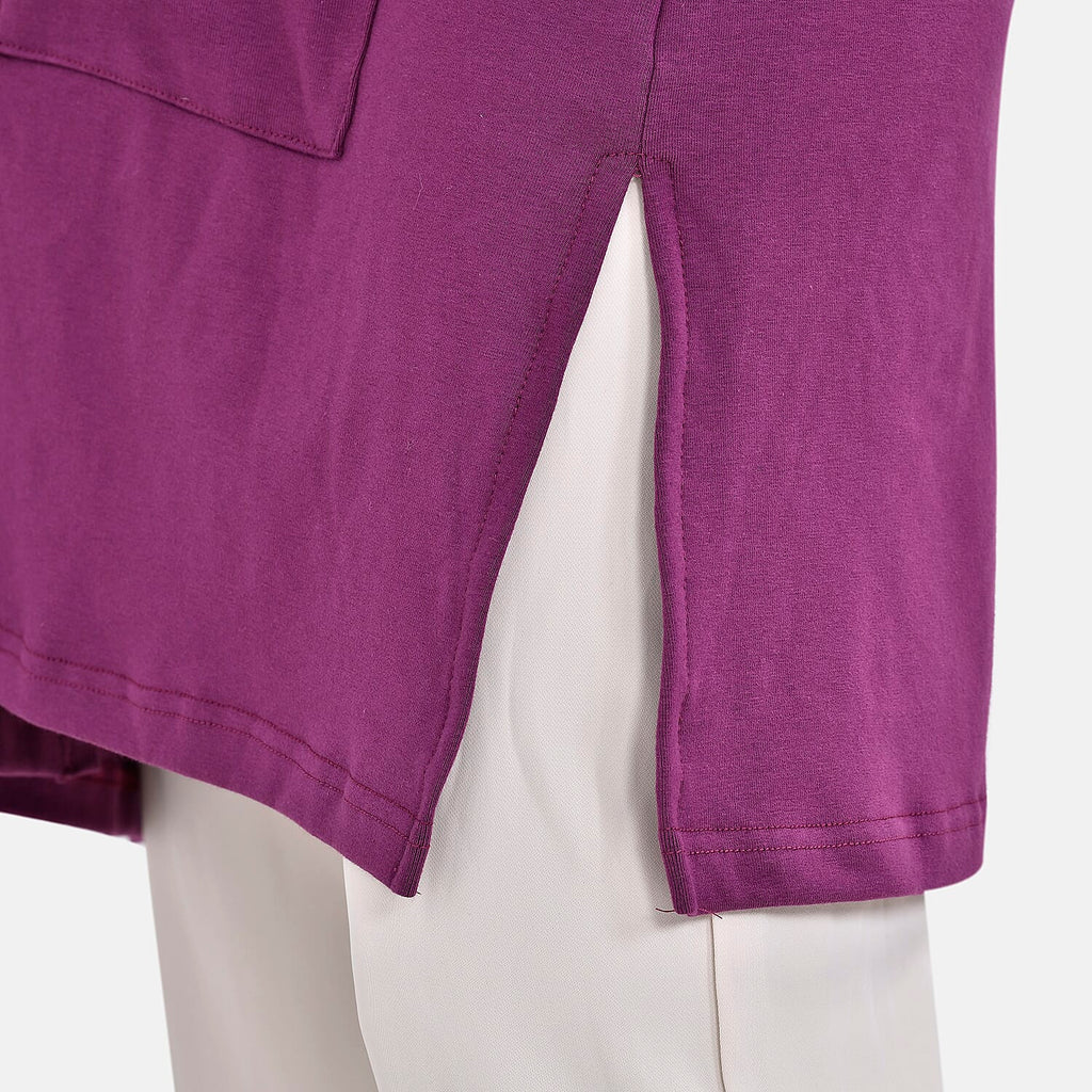 TAMSY Cotton Blend Jersey Cardigan (One Size) - Purple