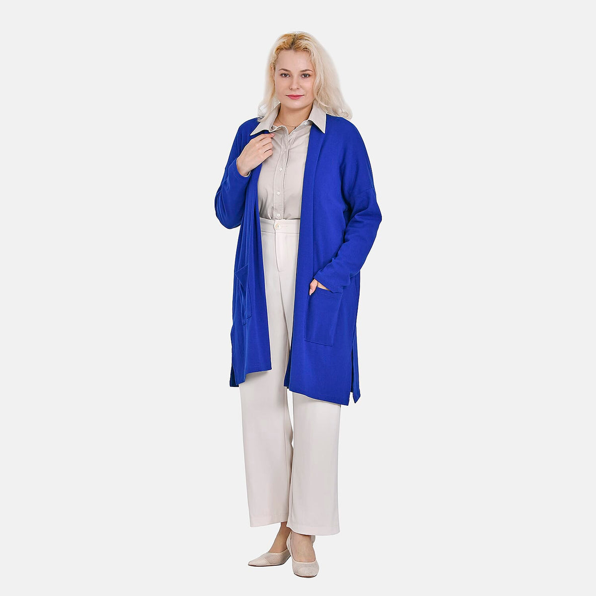 Tamsy Cotton Blend Jersey Cardigan (One Size, 8-20) - Cobalt 7724308 0
