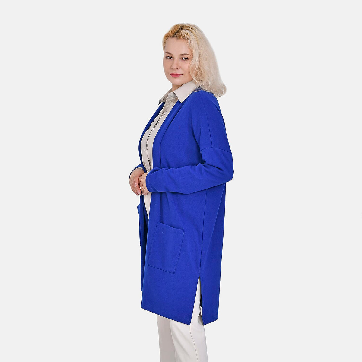 Tamsy Cotton Blend Jersey Cardigan (One Size, 8-20) - Cobalt 7724308 3