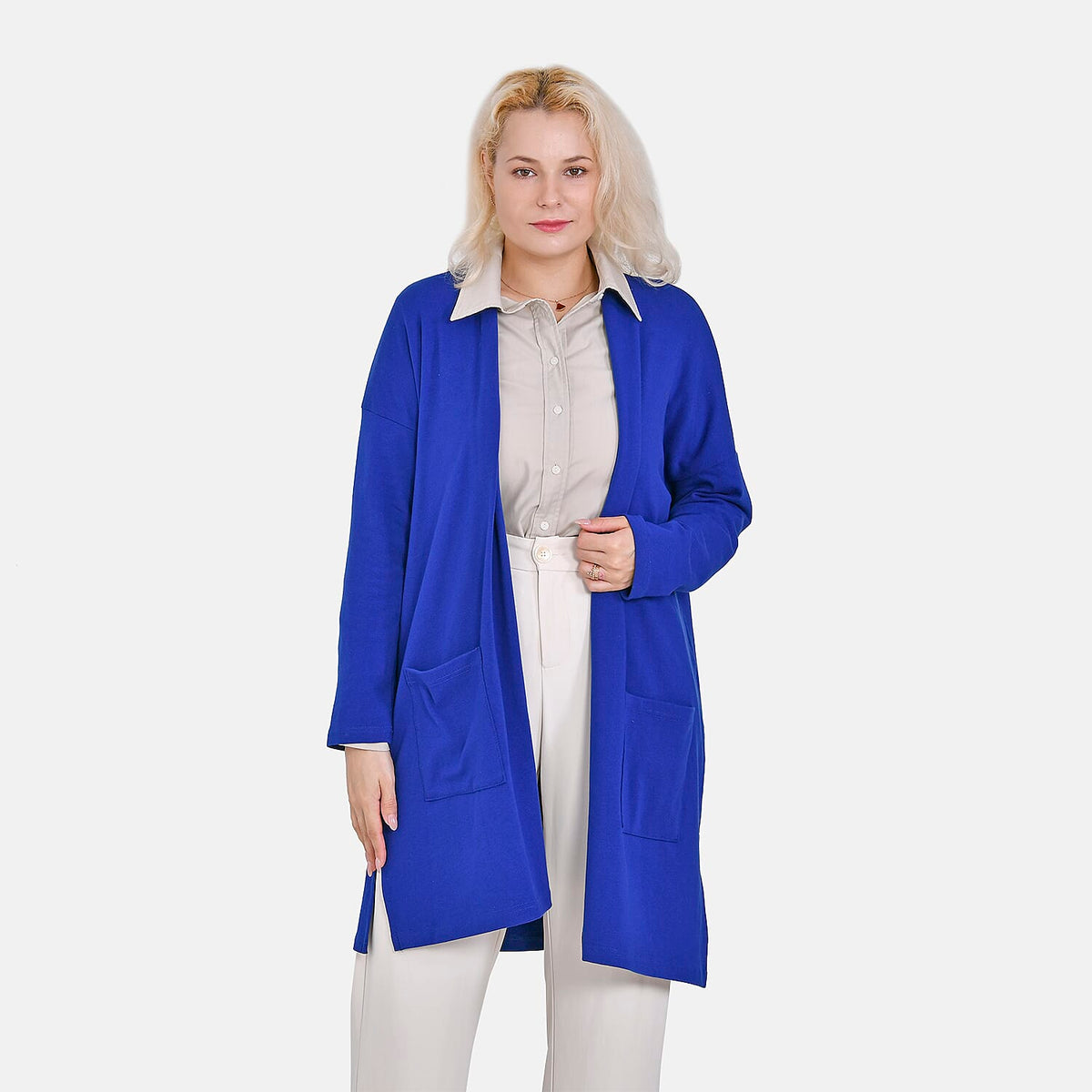 Tamsy Cotton Blend Jersey Cardigan (One Size, 8-20) - Cobalt 7724308 4