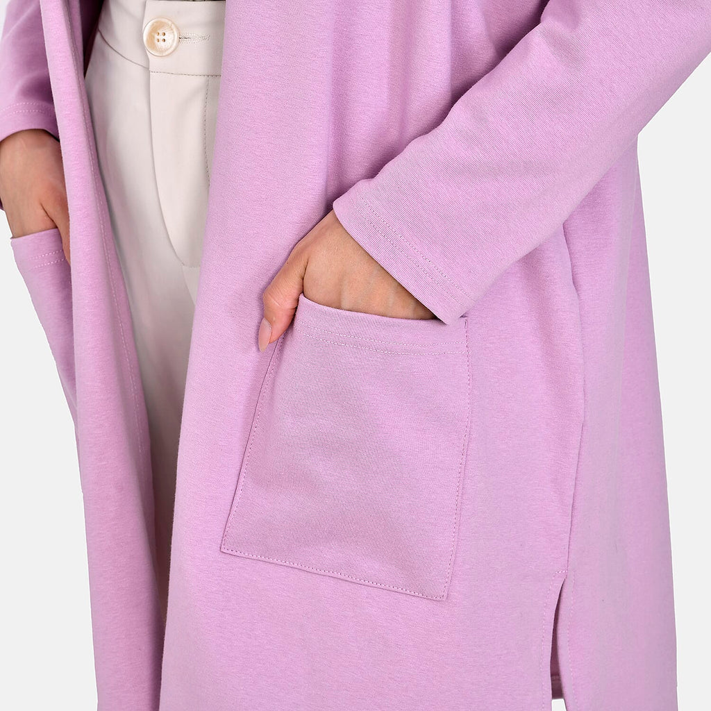 Tamsy 60% Cotton Blend Jersey Cardigan (One Size, 8-20) - Lilac