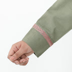 Tamsy 100% Cotton Embroidered Jacket (Size L,16-18) - Moss Green