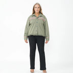 Tamsy 100% Cotton Embroidered Jacket (Size L,16-18) - Moss Green