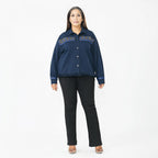 Tamsy 100% Cotton Embroidered Jacket (Size L,16-18) - Navy