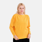 Autumn Lifestyle Deal -Tamsy Cotton Solid Bat Sleeve Sweater (One Size 8 to 20) - Yellow