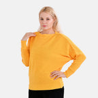 Autumn Lifestyle Deal -Tamsy Cotton Solid Bat Sleeve Sweater (One Size 8 to 20) - Yellow