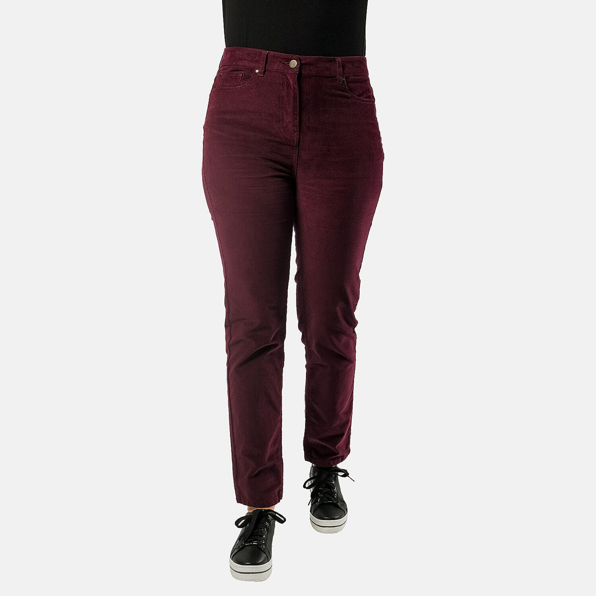 TAMSY Cotton Straight Leg Cord Trouser  - Berry V32582200 1