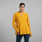 100% Viscose Full Slevee Popover Top (Size-14) - Mustard