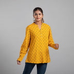 100% Viscose Full Slevee Popover Top (Size-14) - Mustard