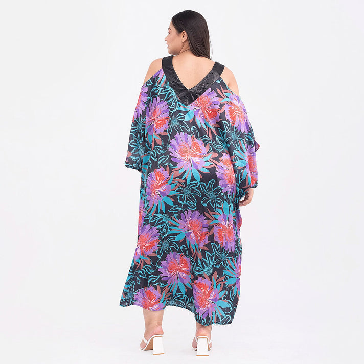 TAMSY Cold Shoulder V-Neck Floral Kaftan 7140922 2