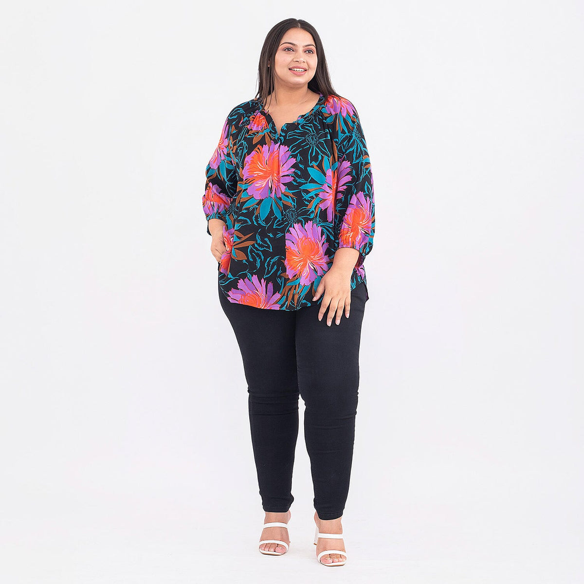 Tamsy Exclusive Print Top - Purple and Black 7141014 0