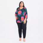 TAMSY Exclusive Floral Pattern Top (One Size, 8-18) - Black and Multi
