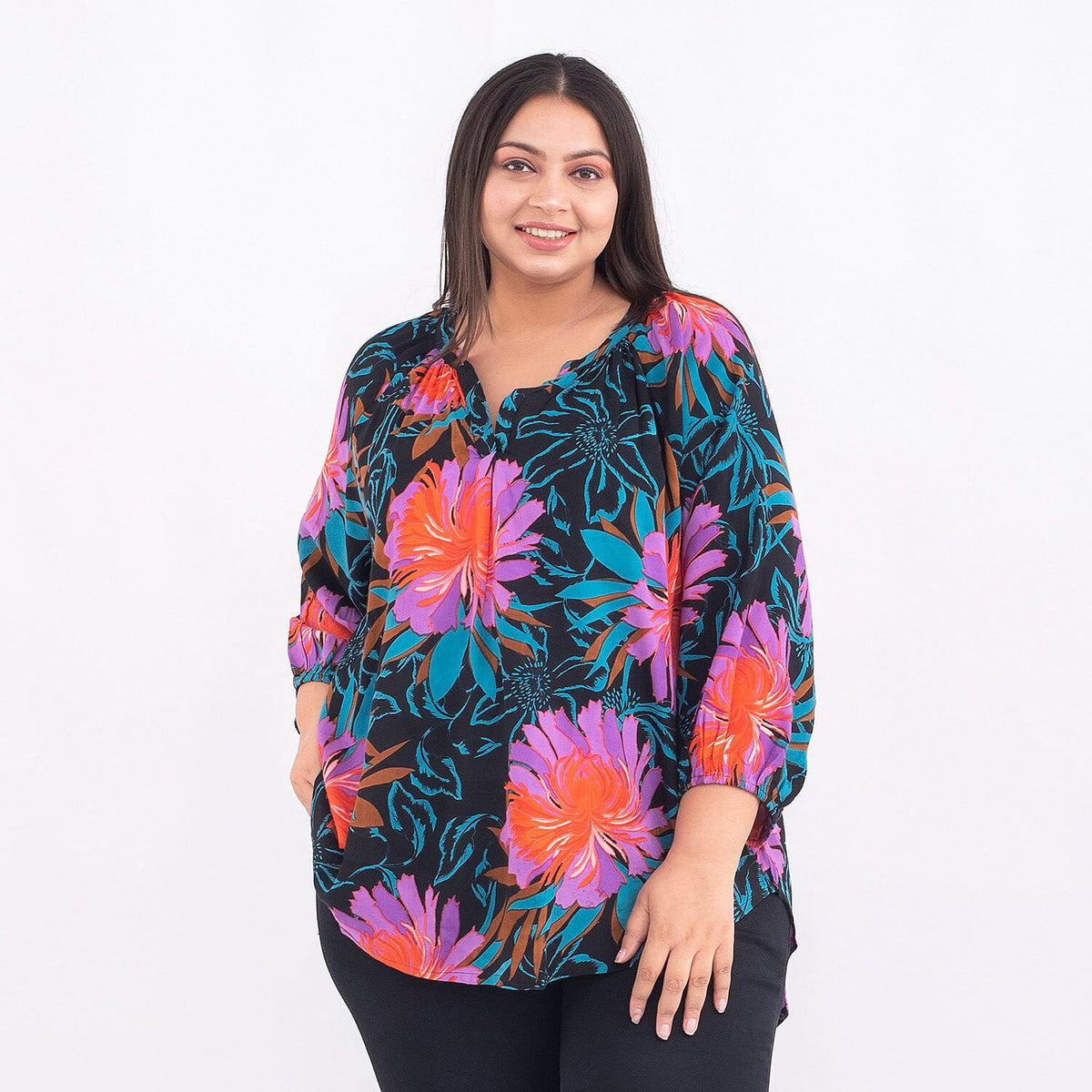 Tamsy Exclusive Print Top - Purple and Black 7141014 3