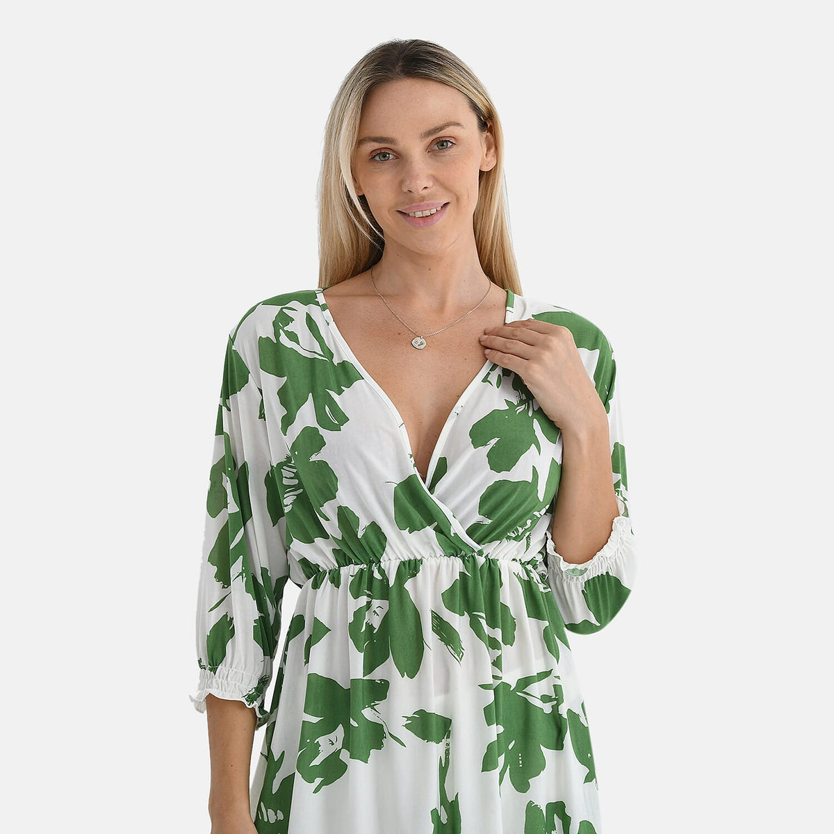 Tamsy Floral Print Smocked Waist V-Neck Top 8098195 6