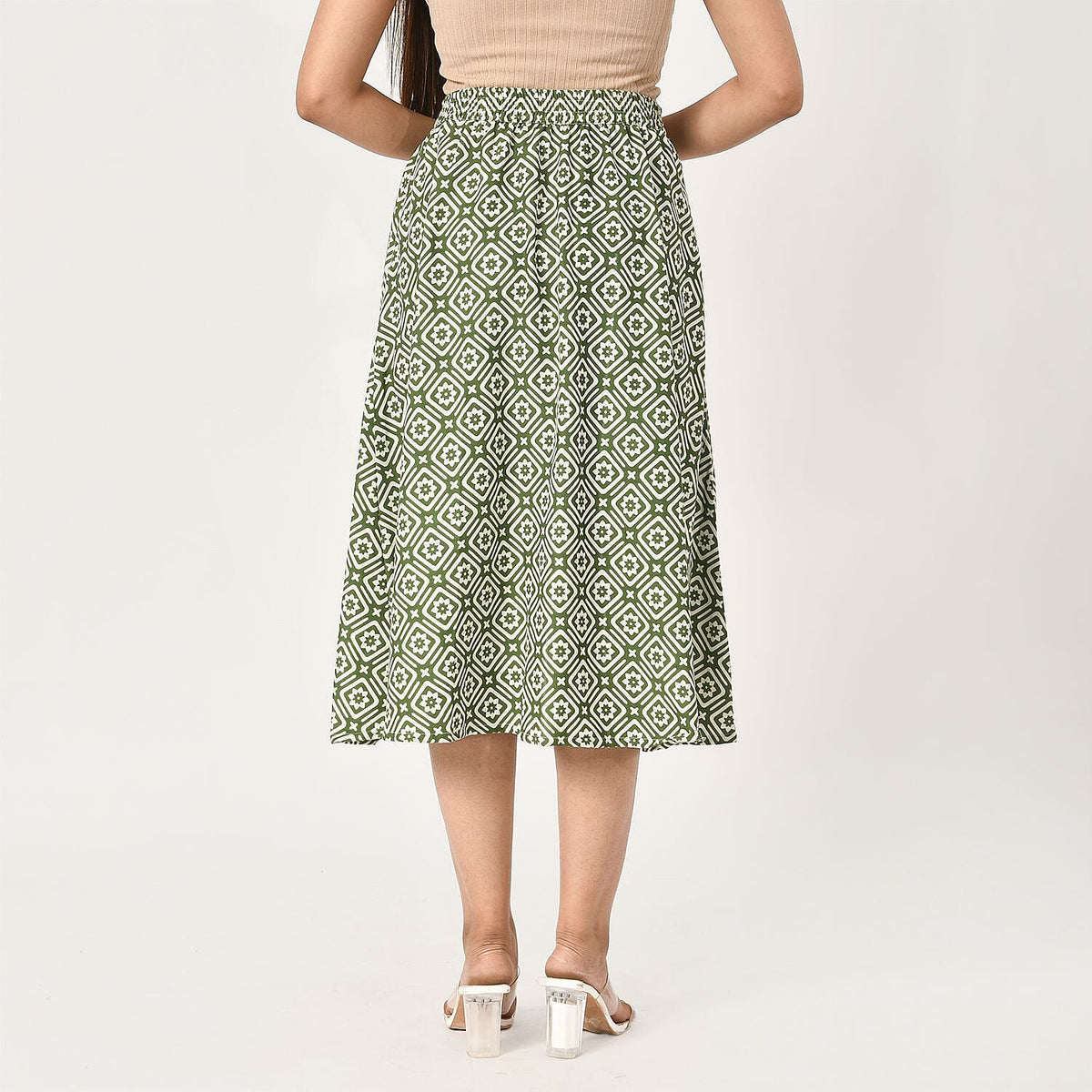 Tamsy Printed Elastic Waist Skirt V32578323 5