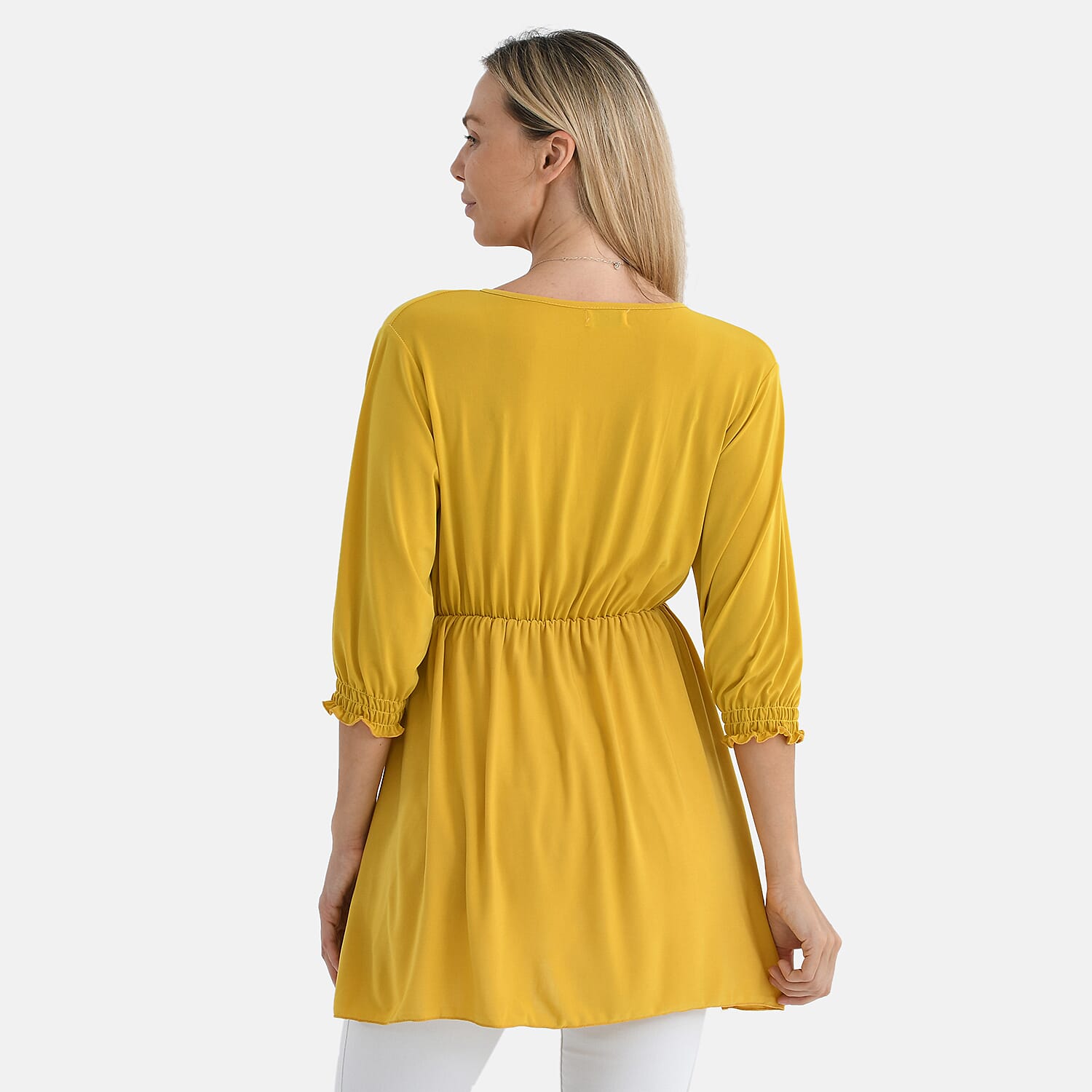 Tamsy Flowy Smocked Waist V-Neck Top 8098200 3