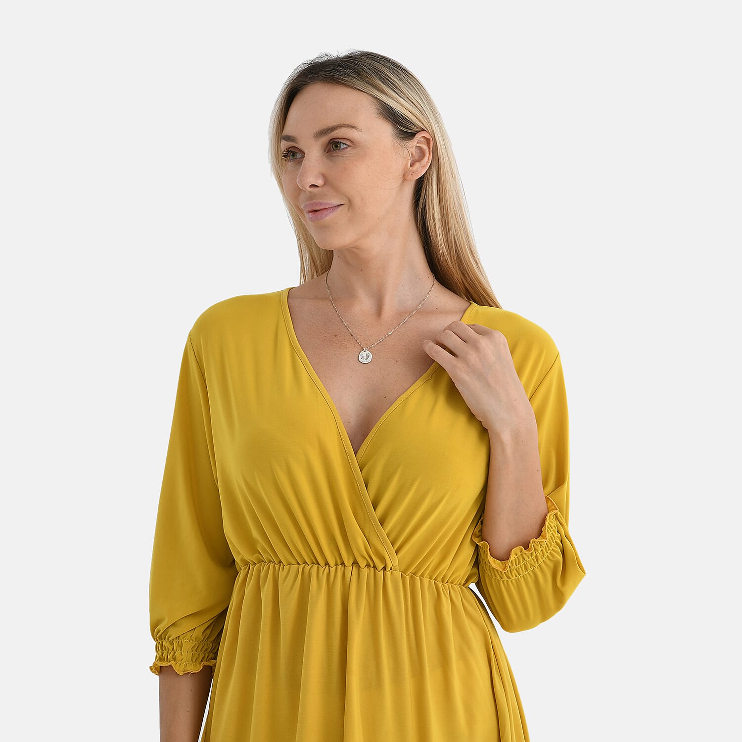 Tamsy Flowy Smocked Waist V-Neck Top 8098200 6