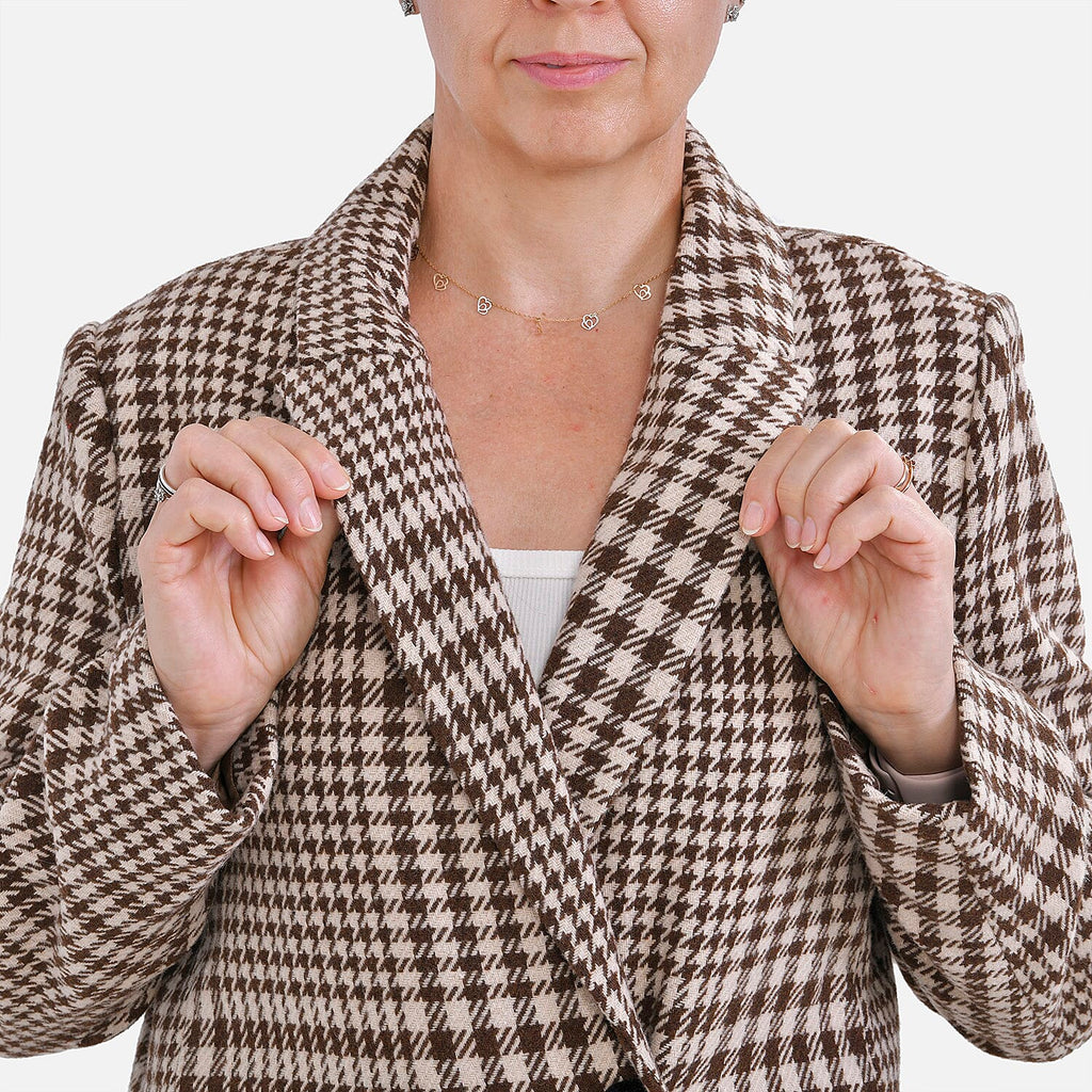 Houndstooth Pattern Longline Coat (Size 20, Length - 118.2cm) 20% Wool Blend - Khaki & Beige
