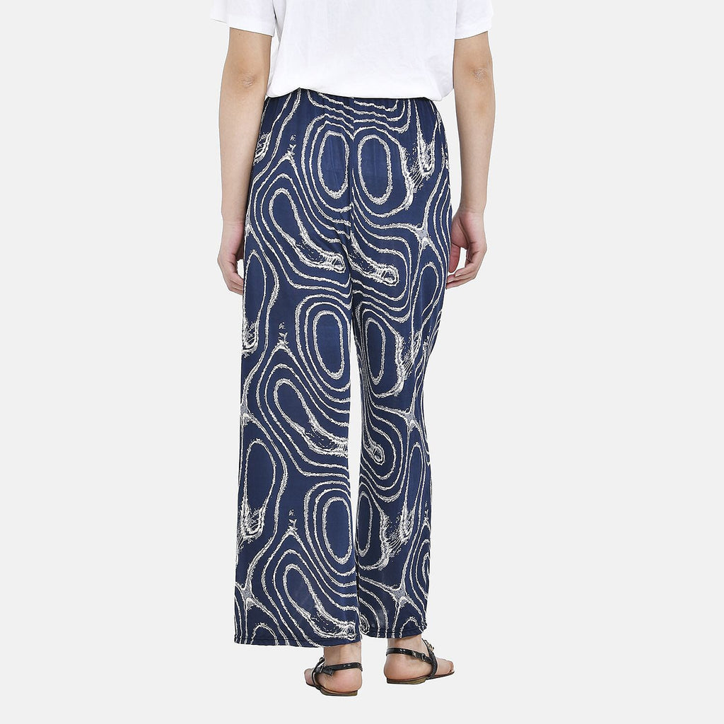 TAMSY Jersey Stretchable Trousers in Geo Print (One Size 8-18) - Navy