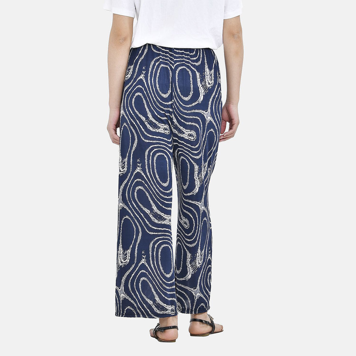TAMSY Jersey Stretch Trousers in Geo Print (One Size 8-16) - Navy 7318523 2